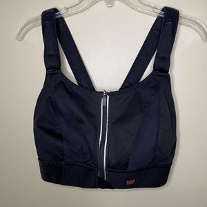 Shefit Size 2Luxe Adjustable Black Strappy Zip Front Sports Bra